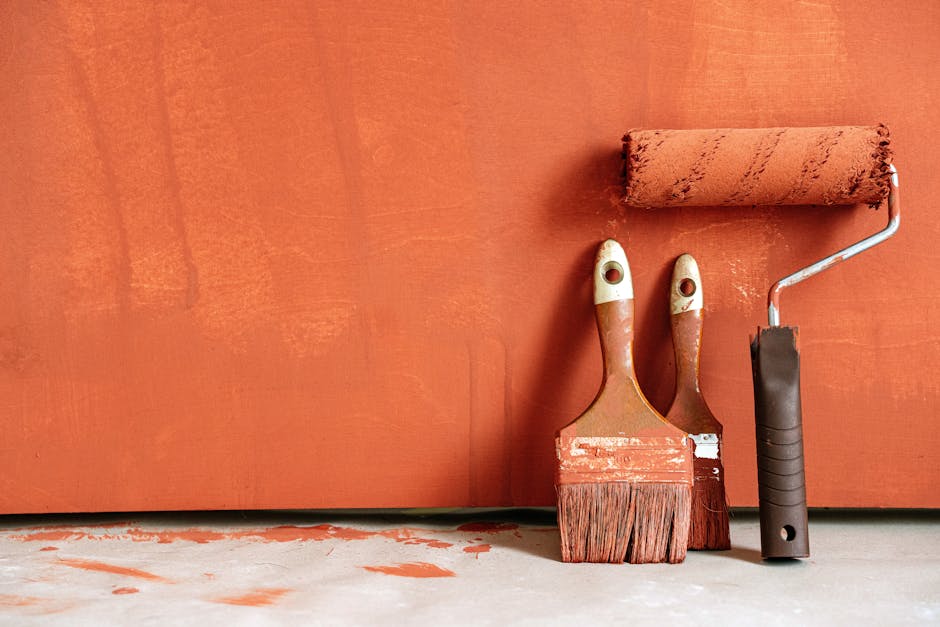 Painting a room with roller brush